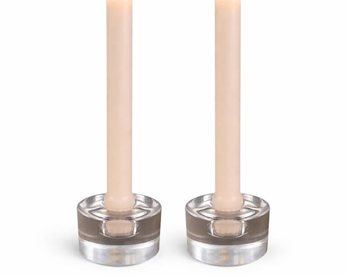 Vintage Orrefors Crystal Cylinder Candle Holders | Clear Glass | Signed Sweden