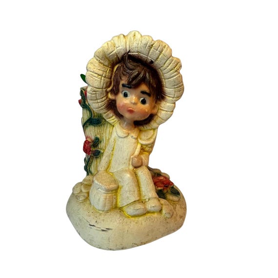 Vintage Chalkware Mexican Little Boy/Girl Planter Yard Decor