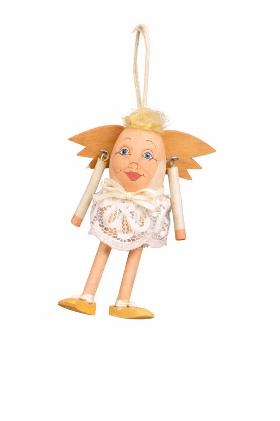 Handcrafted Angel Ornament: Realistic Art with Wings, Estate Find