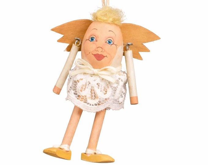 Handcrafted Angel Ornament: Realistic Art with Wings, Estate Find