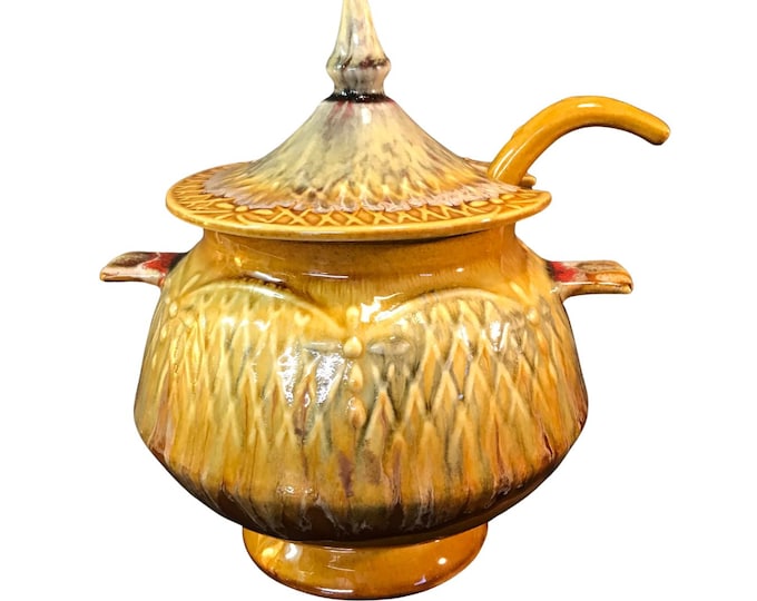 Vintage MCM Marcia of California Pottery Soup Tureen and Ladle