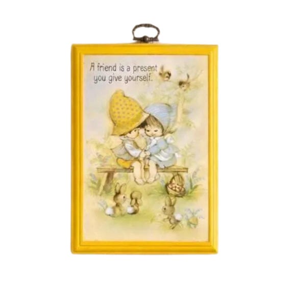 Vtg 80’s Hallmark Wall Plaque A Friend Is A Present You Give Yourself 500DE135