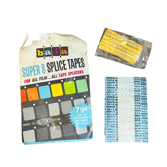 Vintage baia Super 8 Splice Tapes for All Film All Tape Splicers 1960s