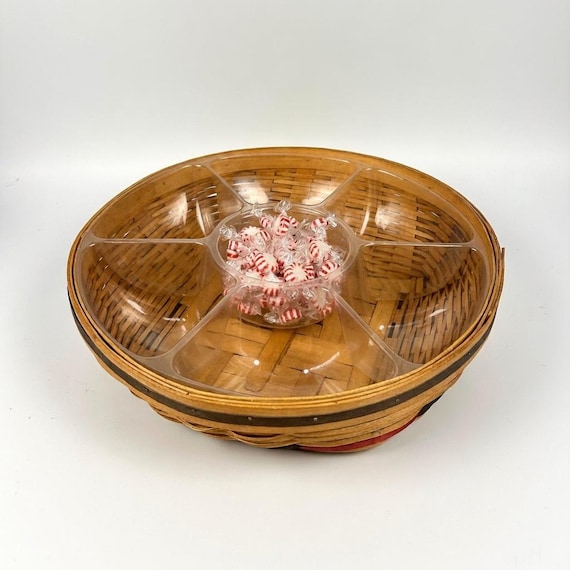Bradford Serving Basket w/Divided Protector for Chips, Dips, Veggies - Christmas Jubilee 1999
