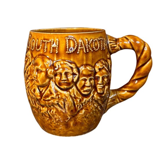 Vintage South Dakota Mount Rushmore Brown mug Cowboy State Souvenir Coffee Cottage Core