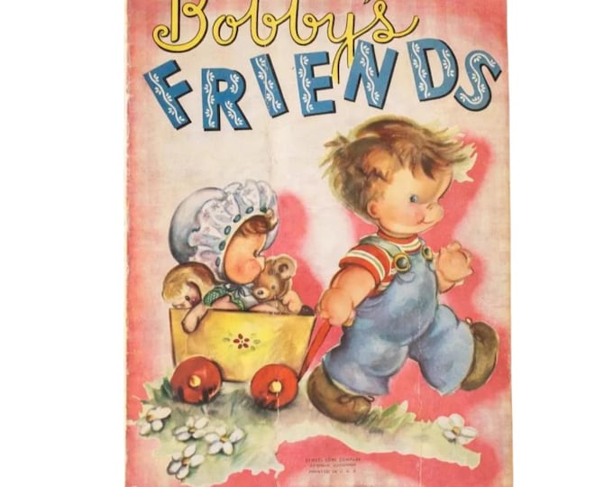 Vintage Children's Picture Book: Bobby's Friends, 1950s Color Illustrations
