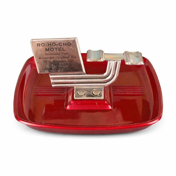 Vintage 1940s RO-HO-CHO Motel Ashtray, Pennsylvania Advertising