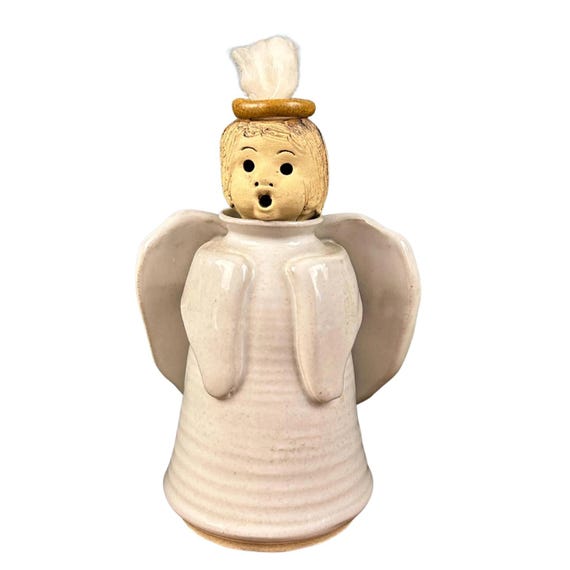 Vintage Pottery Angel Oil Lamp by Rita Ward, Terra Studios