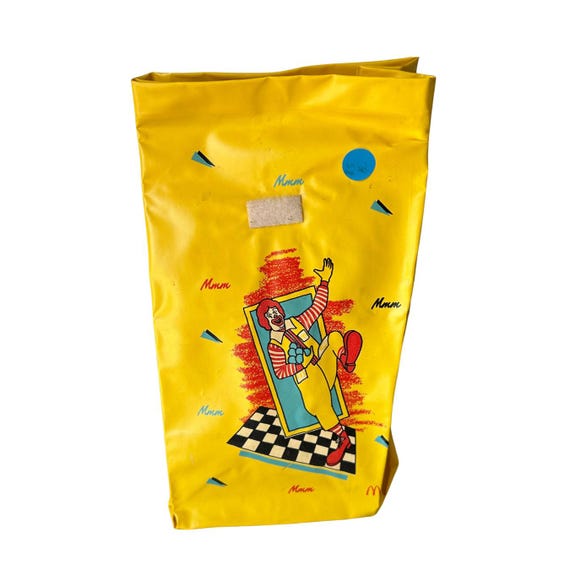 Vtg 1988 Ronald McDonald's Clown Lunch Sack Bag McD #88-052 EUC 12" FC McDY-698