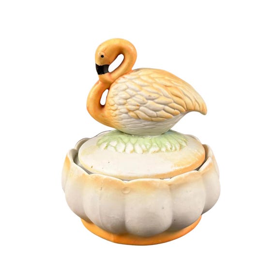 Vintage Swan Trinket Box – Hand-Painted Ceramic Jewelry Holder