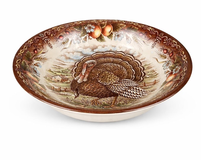 Vintage Royal Stafford Brown Turkey Serving Bowl – Fall Harvest Earthenware England