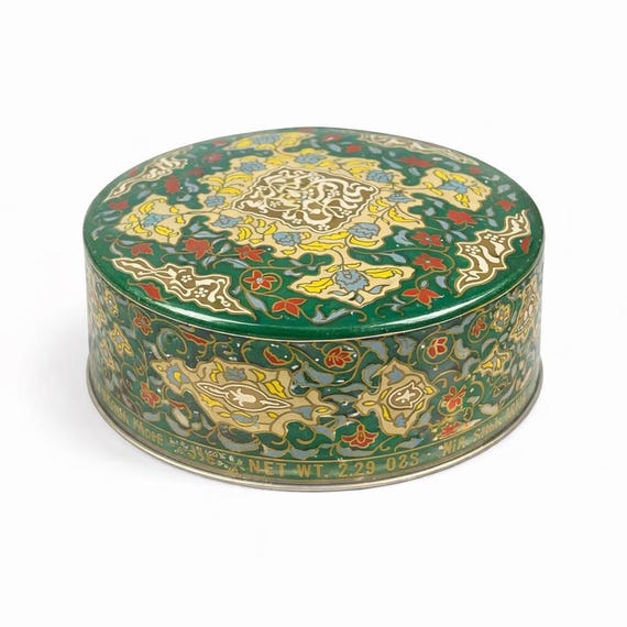 Vintage Coty Emeraude Air Spun Beauty Powder Box, Paris New York