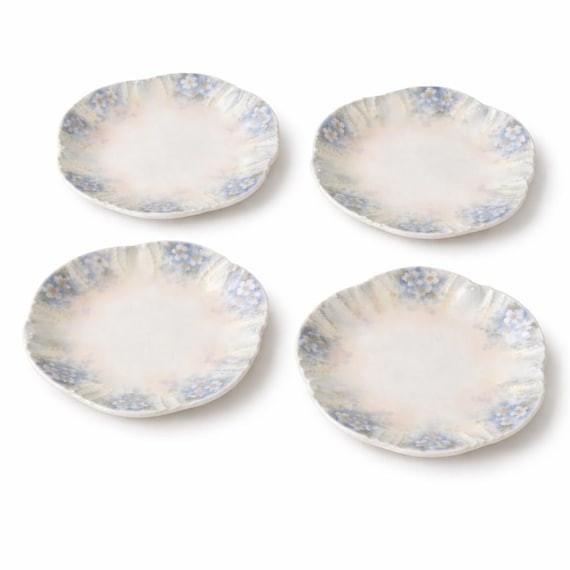 Set of 4 Small Hand-painted Daisy Textured Plates - 4 1/8" diameter trinket dish