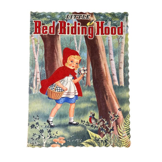 Vintage 1945 Little Red Riding Hood Print: Whitman Linen Paper Book