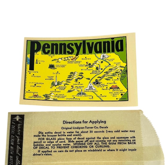 State Of Pennsylvania Vacation Travel Camper Car Decal Sticker Water Slide Pittsburgh NOS