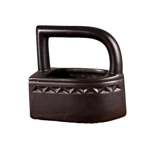 Vintage McCoy Ovenproof Pottery 6.5" Black Sad Iron Hanging Planter #746