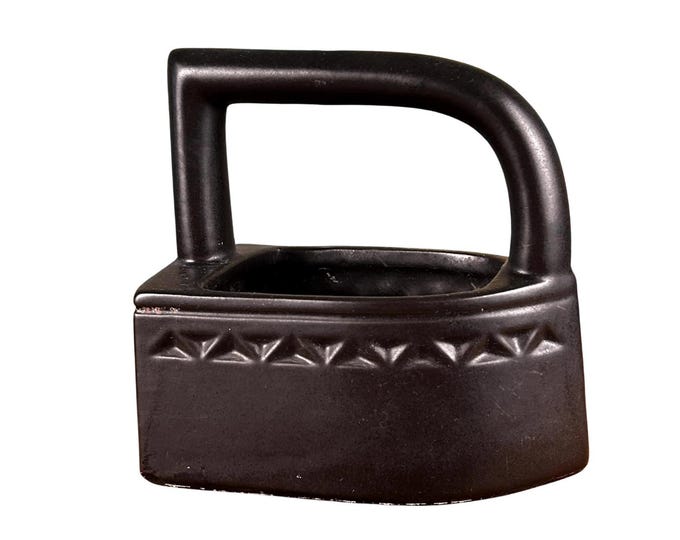 Vintage McCoy Ovenproof Pottery 6.5" Black Sad Iron Hanging Planter #746