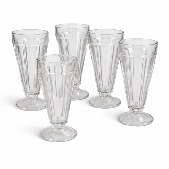 Set of Five (5) Libbey Vintage Midcentury Modern Milkshake Glass Tumblers // 1950s // Rare Find