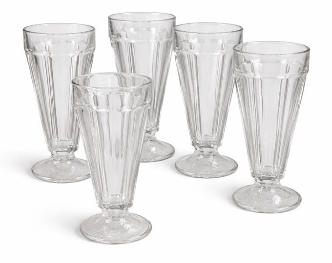 Set of Five (5) Libbey Vintage Midcentury Modern Milkshake Glass Tumblers // 1950s // Rare Find