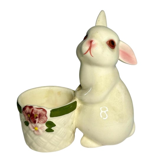 Vintage Avon Ceramic Bunny Votive Holder: 1980s Easter Decor