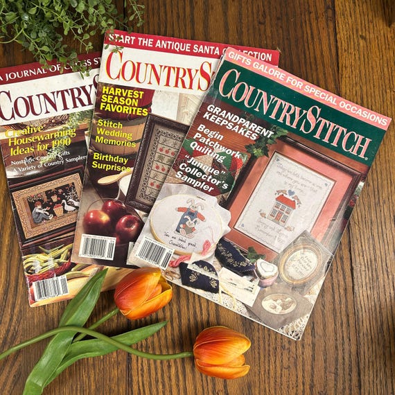 Vintage Cross Stitch Magazine: 'Country Stitch' Patterns 1990-1992