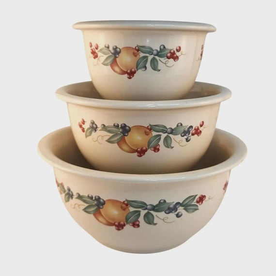Corelle Coordinates Abundance Mixing Bowls Set of 3 | Vintage Fruit Pattern | 1990s