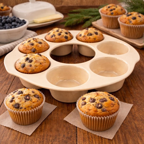 Vintage Microwave 8 Muffin Stoneware, El Camino, Made in USA