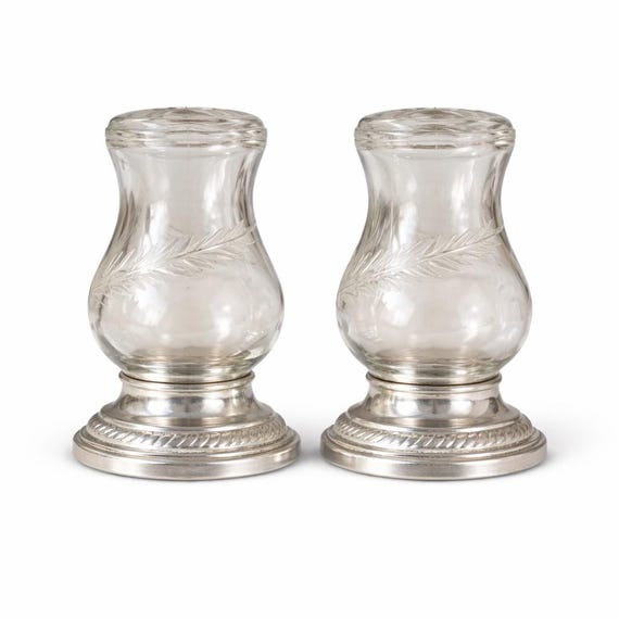 Vintage Newport Sterling Crystal Salt and Pepper Shakers – Weighted Base, Original Box
