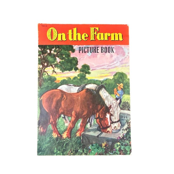 Vintage "On the Farm" Picture Book: 1950 Whitman Linen Paper