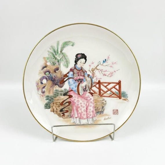 Vintage Boehm Porcelain Plate: "Ceremonial Flute", 24K Gold, Original Box