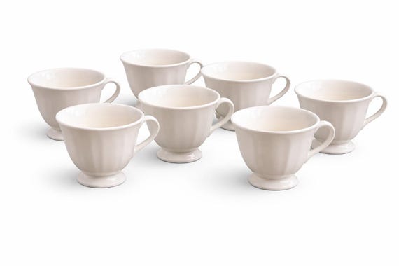 VTG Wedgwood of Etruria & Barlaston England Porcelain Queens Cream Footed 3" Cups SOLD INDIVIDUALLY