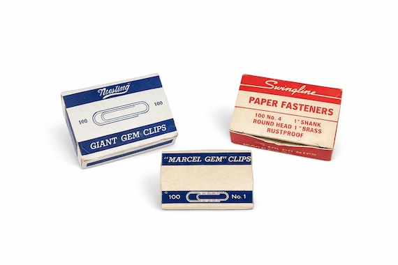 Vintage Office Supply Boxes, Noesting, Swingline Paper Clips