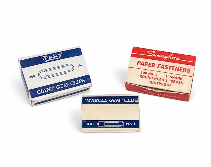 Vintage Office Supply Boxes, Noesting, Swingline Paper Clips