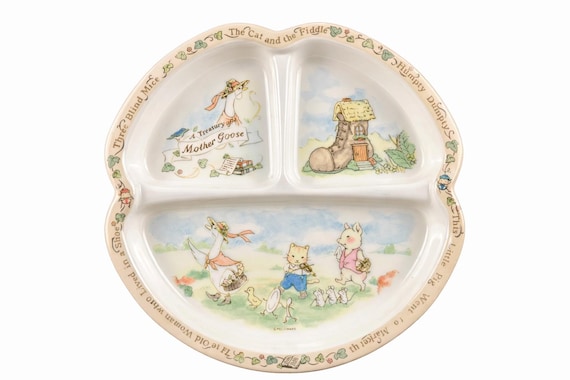 Vintage Pecoware Mother Goose Divided Child’s Plate | Melamine Nursery Rhyme Dish