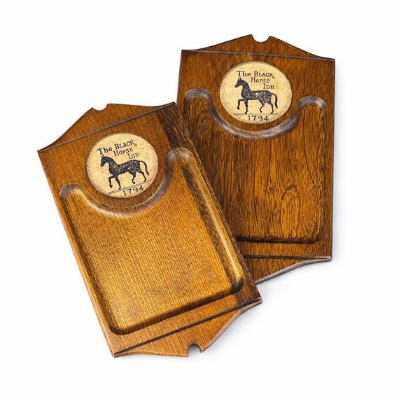 Vintage Black Horse Inn 1794 Wood Snack Tray – Sere Wood Bar Coaster Server