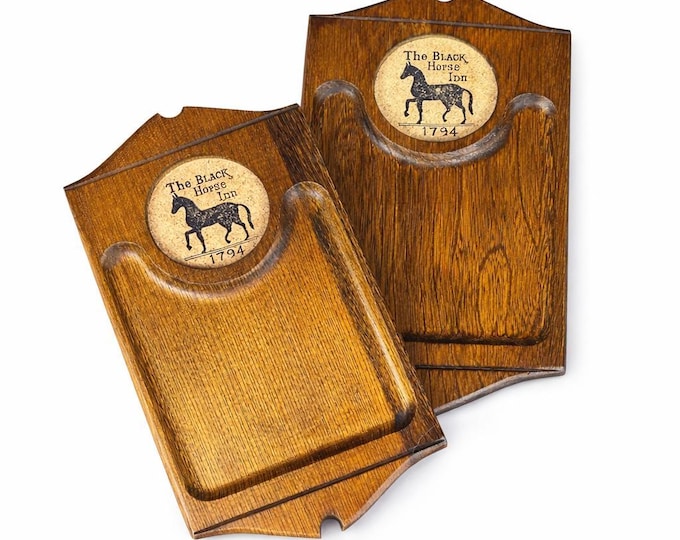 Vintage Black Horse Inn 1794 Wood Snack Tray – Sere Wood Bar Coaster Server