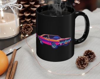 Taza negra Dodge Charger / Regalo para fanáticos de los muscle cars
