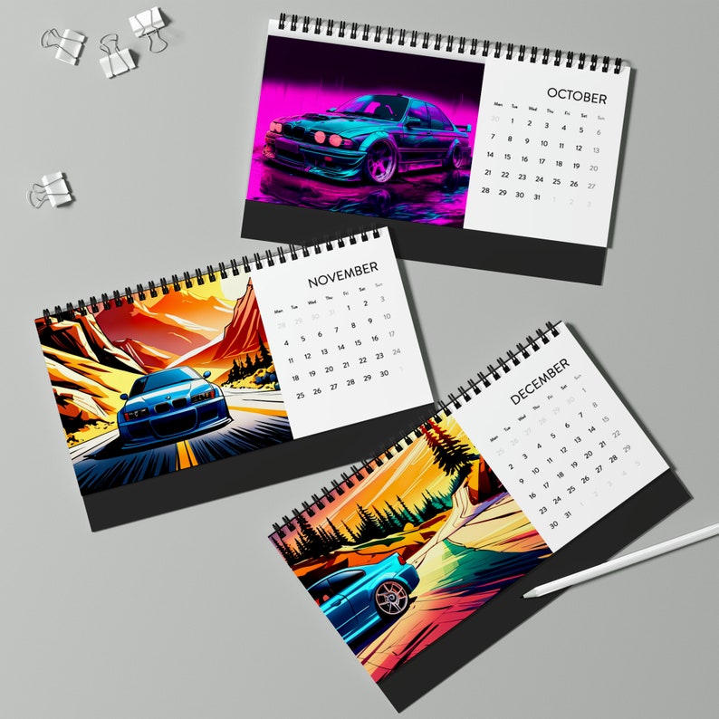 BMW Desk Calendar 2024 Grid E46 Rear View 3 Series 5 Series 7 Series M ...