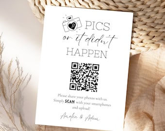 Wedding QR Code Sign, Photo Sharing Template (Digital Download)