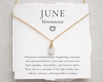 Collar con piedra natal de junio, joyería de cristal de piedra lunar, regalo de cumpleaños para ella