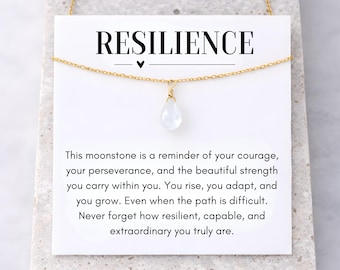 Resilience Moonstone Necklace, Your Rise You Adapt You Grow, Encouragement Jewelry Gift