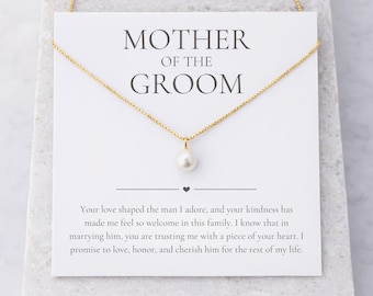 Mother of Groom Pearl Necklace, Mother-In-Law Wedding Jewelry Gift from Bride