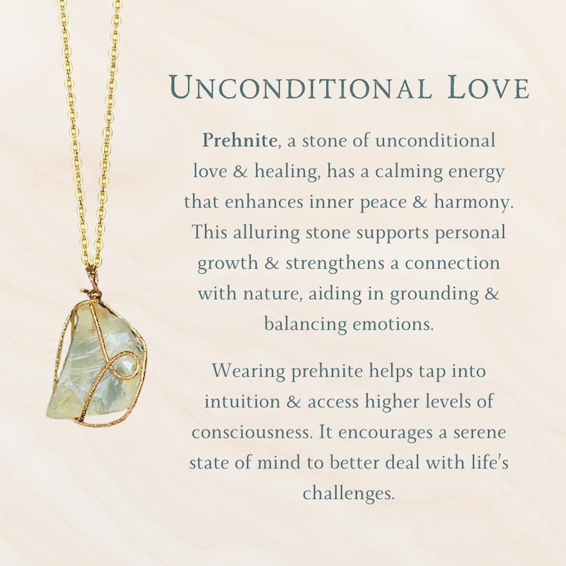 Large Healing Crystal Necklace, Raw Stone Pendant, Wire Wrapped Natural Crystal Jewelry Prehnite