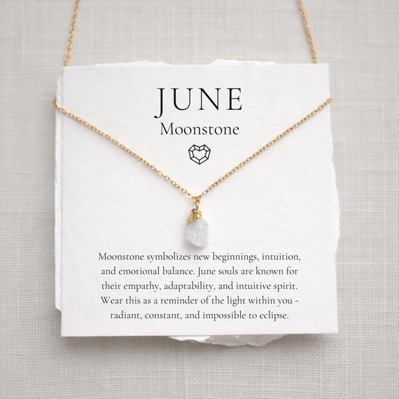 June Birthstone Necklace, Moonstone Crystal Jewelry, Birthday Gift for Her