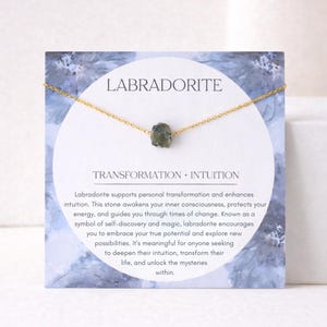 Collar de labradorita, joyería de cristal curativo para la transformación, collar de protección, regalo