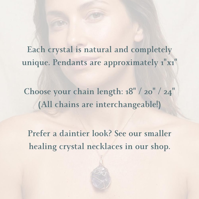 Large Healing Crystal Necklace, Raw Stone Pendant, Wire Wrapped Natural Crystal Jewelry image 15