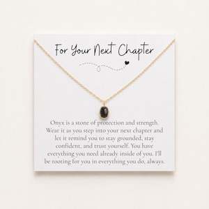 Next Chapter Onyx Necklace, Graduation Jewelry for Daughter, New Job Congratulations, Moving Away, Strength & Confidence Crystal Necklace