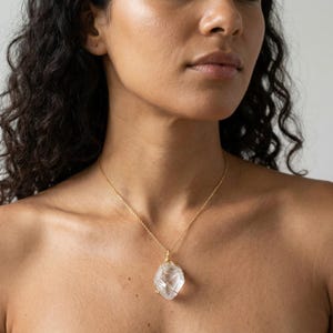Large Healing Crystal Necklace, Raw Stone Pendant, Wire Wrapped Natural Crystal Jewelry image 5