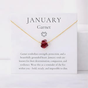 January Birthstone Garnet Necklace, Birthday Gift for Friend, Raw Crystal Jewelry