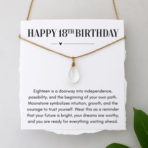 Collar de piedra lunar para 18 cumpleaños, regalo para hija, joyería para nuevos comienzos, joyería significativa lista para regalar.